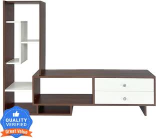 raywud Urban Nest Walnut & White Engineered Wood TV Entertainment Unit