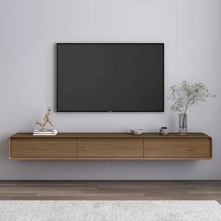 NG Decor Mid Century Floating Wood TV Stand in Walnut with 3 Drawers for TVs Up to 85" Engineered Wood TV Entertainment Unit