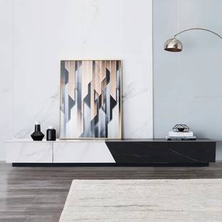 KDINTERIORS Sintered Stone TV Stand with Drawer Media Console for TV Up to 85 Inch Engineered Wood TV Entertainment Unit