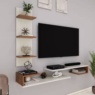 HOMEEASY Wood Tv Unit for Living Room Floor Standing Tv Cabinet with Storage Shelf Engineered Wood TV Entertainment Unit