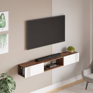 BLUEWUD Darien Wall Mount TV Unit With Storage Shelves for Books & Décor Upto 60 Inches Engineered Wood TV Entertainment Unit
