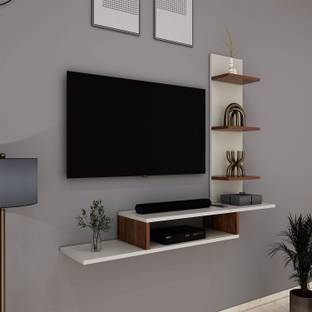 HOMEEASY Wood Tv Unit for Living Room Floor Standing Tv Cabinet with Storage Shelf Engineered Wood TV Entertainment Unit