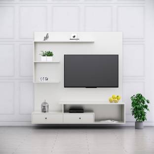 Hexa Red Wall Mount TV Unit for Living Room, Bedroom Unit Cabinet Ideal for TV Upto 65" Engineered Wood TV Entertainment Unit