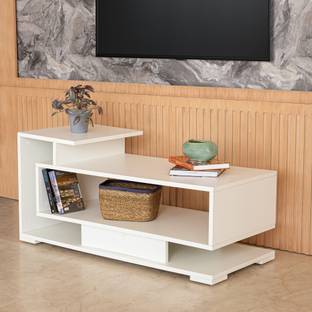 lussomobily lussomobily Wooden TV Entertainment Open Display Unit Floor Table with Storage Engineered Wood TV Entertainment Unit