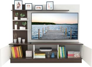 BLUEWUD Rowlet Large TV Unit With Storage Shelves for Books & Décor Upto 55 Inches TV Engineered Wood TV Entertainment Unit