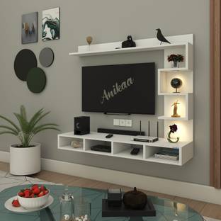 ANIKAA Lame LED Light TV Unit Engineered Wood TV Entertainment Unit