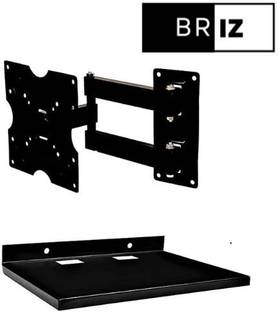 BRIZ Combo of Settop Box Shelf LED TV Moving Wallmount upto32 inch Rust Proof Full Motion TV Mount