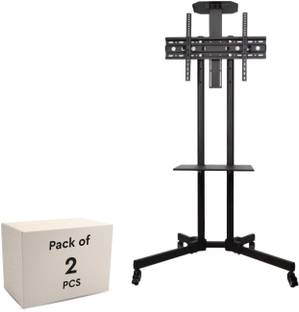 Robustt TV Display Stand Rolling TV Cart Trolley Mobile Movable TV Bracket|Pack of 2 Full Motion TV Mount