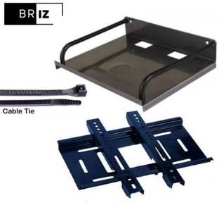BRIZ Combo of Settop Box Stand Shelf Rack and Wall Mount for upto 32 inch LED TV Fixed TV Mount
