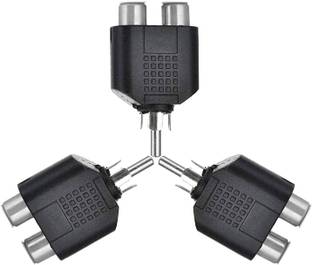 TAAPSEE  TV-out Cable (Pack-3) RCA Male to 2 RCA Female Plug Av Audio Video Cable Converter