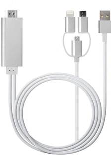 microware  TV-out Cable 3 in1 HDMI Adapter Type-C/Lightning/Micro USB to HDMI, Mirroring Phone to HDTV