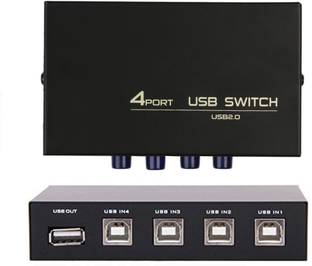 kipek  TV-out Cable USB Switch 4 Ports USB 2.0 Selector Switch Box for 4 PC Share 1 USB Printer