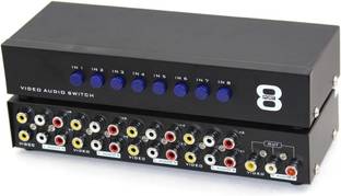 microware  TV-out Cable 8-Way AV Switcher 8 In 1 Out Composite Video L/R Audio Selector Box for DVD STB