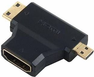 microware  TV-out Cable 3 in 1 HDMI Female to Mini HDMI Male + Micro HDMI Male T-Shape Converter