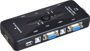 LipiWorld  TV-out Cable 4-Port KVM Switch USB 2.0 for Computer Sharing Video Mouse Keyboard Monitor