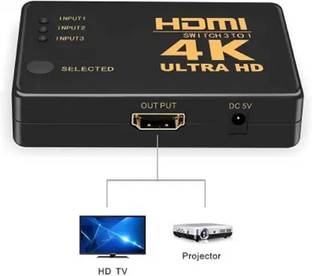 BKC  TV-out Cable equ A1 XV,4K Ultra HD 3D 3 Port HDMI Splitter Switch HDTV Video Remote Control