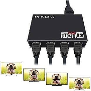 REVALS  TV-out Cable HDMI Splitter 1in4 Out Supports 3D 4K 2K 1080P Supports Multi Monitors Set of 2