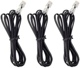 TAAPSEE  TV-out Cable 3 Pack 6P2C Black Phone Telephone Extension Cord Cable Line Wire RJ11 Plug