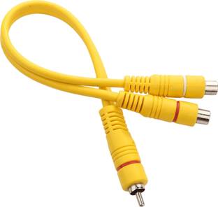 EKAAZ  TV-out Cable RCA Audio Y Cable, 1 RCA (Male) to 2 RCA (Female) Stereo Audio Adapter, Gold Plated Dual RCA Female Cable Splitter for Subwoofer, Car Radio, Amplifier, TV, Digital Audio-8 Inch