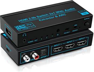 microware  TV-out Cable HDMI 2.0b Switch 3x1 with Audio Extractor & ARC Full HD High Resolution HDCP 2.2