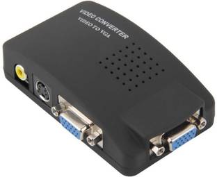 LipiWorld  TV-out Cable TV AV S Video RCA Composite to VGA PC Monitor Converter Adapter Box PAL to VGA-Black