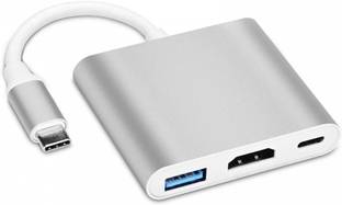 microware  TV-out Cable 3 in 1 Hub Type C USB 3.1 to USB-C 4K HDMI USB 3.0 Adapter Converter