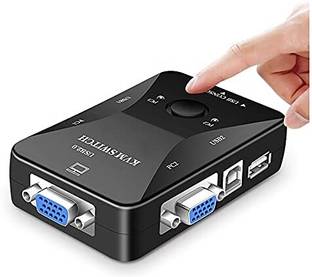VOOCME  TV-out Cable 2 Port KVM Switch USB 2.0 KVM Switch Box to Control up to 2 Computers 2 in 1 Out