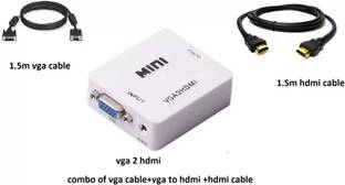 TECHON  TV-out Cable vga to hdmi converter + vga cable + hdmi cable combo pack