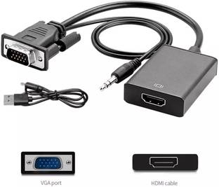 microware  TV-out Cable VGA to HDMI Adapter/Converter Cable with Audio for Computer,Laptop,Projector