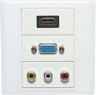 ELECTRO WOLF  TV-out Cable HDMI / VGA / 3RC Multimedia Modular Wall Socket Face Plate Socket Plug Jack Cable or Adapter for Home/Office. Pack of 1