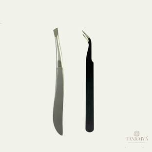 TANRAJYA Slant & Pointed Tweezer Combo (2 Pack) for Eyebrow & Facial Hair