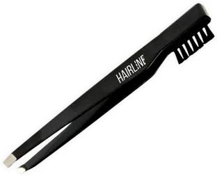 Hair line 2 in 1 Slant Tip Eyebrow Hair Plucking Tweezer Clip and Eyebrows Brush Comb