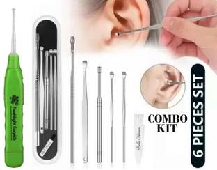 FlyTouch 7 Pcs Ear Cleansing For Through Ear Cleaner With Storage Case & Led Earpick