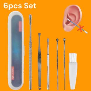 FlyTouch High Quality Earwax Removal Silver Matte Finish Cleaner Kit Visible Ear Scoop