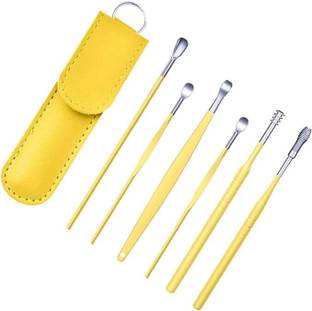 FROXY CARTS Ear Wax Cleaning Tools Kit Set With Leather Pouch Spring Curette Earwax Remover