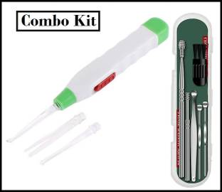 KOTLEY Ear wax Remover with LED Flashlight Earpick 1 pack + Ear Wax Cleaner Kit(6 pcs)