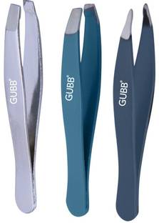 GUBB Professional Tweezers for Eyebrows, Flat , Pointed & Slant Tip Eyebrows Tweezer Set