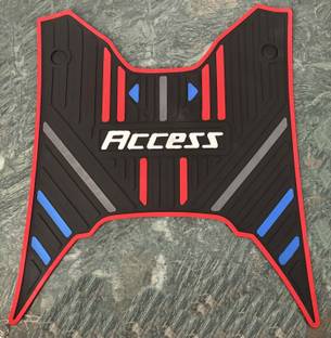 Znee Smart Anti Skid Floor Foot Mat for (New 2025 )Suzuki Access 125 - Red & Black NA Two Wheeler Mat