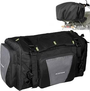 ALLEXTREME Tail Bag Lightweight Multi-Pocket Storage with Zippers & Removable Strap Travel Luggage Box Black Polyester Motorbike Saddlebag