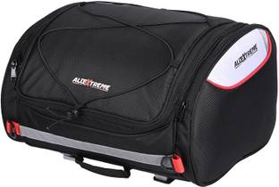 ALLEXTREME 35L Motorcycle Tail Bag Lightweight Multi-Pocket Biker Storage Luggage Box Black Polyester Motorbike Saddlebag