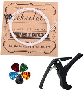 Mocking Bird Ukulele String Set for Soprano, Concert, Tenor,1-A,2-E,3-C,4-G with Capo &Picks Concert Ukelele Strings