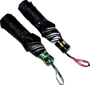 Akshar Tabla Mart 2pcs combo 3fold premium quality cloth & metal frame Umbrella (Black) Umbrella