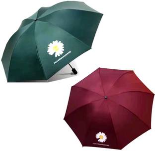KEKEMI 3 fold Manual Plain Sun & Rain Umbrella
