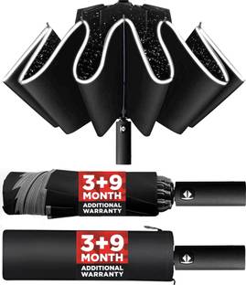 VRPRIME Umbrella Automatic for Men Women | 3 Fold Reflective Strip for Night Visibility Umbrella