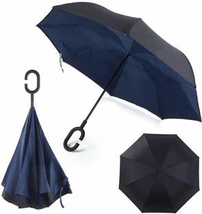 AADCART Automatic Inverted Reversible No Drip Umbrella with C Shape Handle (Multi) Umbrella