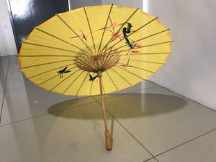 AMACO Traditional Wooden Chinese Japanese Cloth Oiled Paper Umbrella Parasol For Wedding,Parties,Photography Umbrella (YELLOW) Umbrella