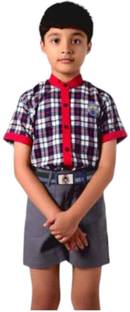 AMBIKASTORES Red, White Uniform Shirt