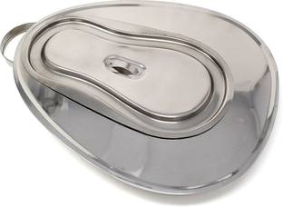 IS IndoSurgicals Unisex Jointed Stainless Steel Bed Pan with Lid Urine Pot