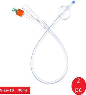 Ashni SAFECATH 16Number Silicon Foley Catheter 30ml For Single Use pack of 2pc Urine Bag
