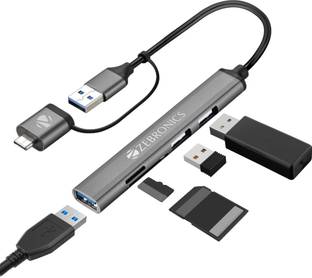 ZEBRONICS TA200UC pro, 3 Ports, USB/Type C - USB 3.0, Speeds upto 5 Gbps USB Adapter